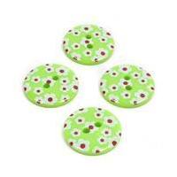 Hemline Green Novelty Patterned Button 4 Pack