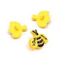 Hemline Yellow Novetly Bee Button 3 Pack