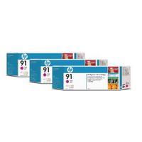 Hewlett Packard HP 91 Magenta Inkjet Cartridge Pack of 3 C9484A