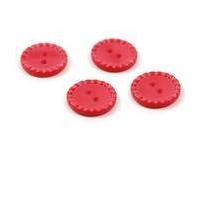 Hemline Red Basic Fancy Edge Button 4 Pack