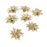 Heritage Christmas Gold Glitter Paper Poinsettias 7 Pack