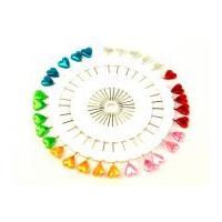 Heart Shape Long Craft Pins on a Pin Wheel Multicoloured