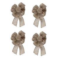Hessian Natural Bows Tree Decoration Pack of 4