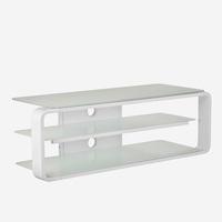 hedon glass lcd tv stand in white with 2 shelf