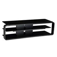 hedon glass lcd tv stand large in black with 2 shelf