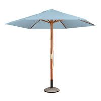 hexagonal hardwood 3m pulley parasol in light blue