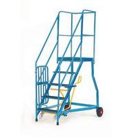 heavy duty mobile step powder coated blue 3 tread rubber covered