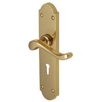 Heritage V750 Savoy Long Brass Lever Lock Door Furniture