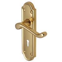 Heritage V300 Meridian Brass Lever Lock Door Furniture
