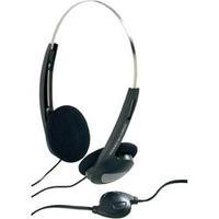 Headphone Basetech CD-1000VR On-ear Volume control, Light-weight headband Black