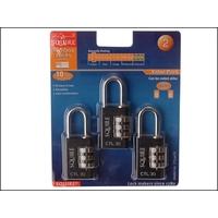 Henry Squire Recodeable Black Combination Padlock (3) 30mm