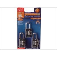 Henry Squire Recodeable Black Combination Padlocks (3) 20mm