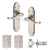 heritage brass lever latch savoy satin nickel