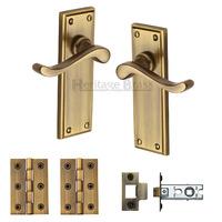 heritage brass lever latch edwardian antique finish