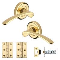 heritage brass door handle lever latch on round rose sophia design pol ...
