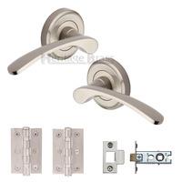 Heritage Brass Lever Latch Round Rose Sophia Satin Nickel