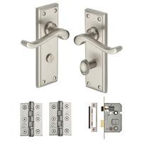 Heritage Brass Edwardian on Plate Privacy Pack Satin Nickel