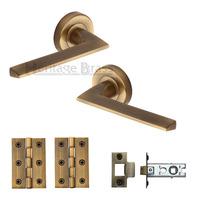 heritage brass lever latch round rose pyramid antique finish