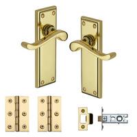 Heritage Brass Door Handle Lever Latch Edwardian Design Polished Brass