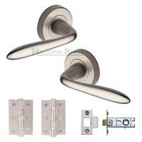 Heritage Brass Lever Latch Round Rose Sutton Satin Nickel