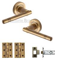 heritage brass lever latch round rose alicia antique finish