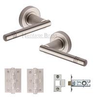 Heritage Brass Lever Latch Round Rose Alicia Satin Nickel