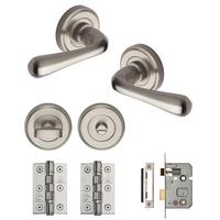 Heritage Brass Charlbury Round Rose Privacy Pack Satin Nickel