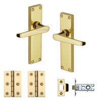 Heritage Brass Door Handle Lever Latch Victoria Design Polished Brass