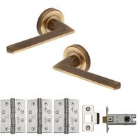 Heritage Brass Pyramid Round Rose Internal Door pack Antique finish suitable for Fire Doors