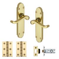 Heritage Brass Door Handle Lever Latch Savoy Design Polished Brass