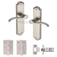 heritage brass lever latch howard satin nickel