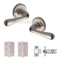 Heritage Brass Lever Latch Round Rose Charlbury Satin Nickel