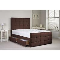 Henderson Brown Double Bed and Mattress Set 4ft 6 with 2 drawers