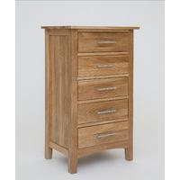 Hereford Oak 5 Drawer Slim Chest/Tallboy