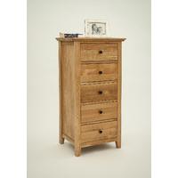 Hereford Rustic Oak 5 Drawer Slim Chest