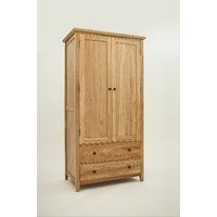 hereford rustic oak double gents wardrobe with 2 drawers