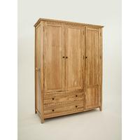 hereford rustic oak triple gents wardrobe with 2 drawers