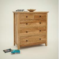 Hereford Rustic Oak 3+2 Drawer Chest