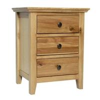 hereford rustic oak 3 drawer bedside