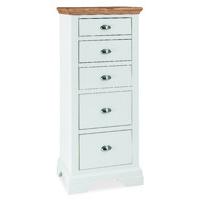 Heronford Oak and Ivory Tall 5 Drawer Chest