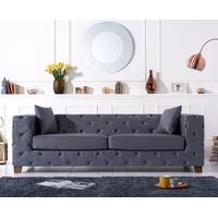 Heidi Chesterfield Grey Leather Three-Seater Sofa