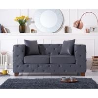 Heidi Chesterfield Grey Leather Two-Seater Sofa