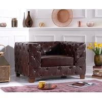 Heidi Chesterfield Brown Leather Armchair