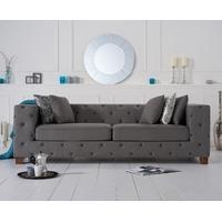Heidi Chesterfield Grey Fabric Three-Seater Sofa