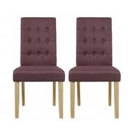 Heskin Dining Chair In Plum Linen Style Fabric in A Pair