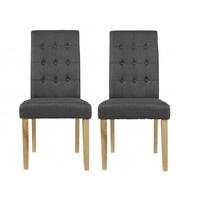 Heskin Dining Chair In Grey Linen Style Fabric in A Pair