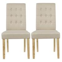 Heskin Dining Chair In Beige Linen Style Fabric in A Pair