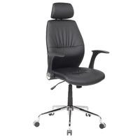 Henley Home Office Chair In Black Faux Leather With Castors