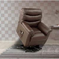 Henrick Modern Rise And Recliner Chair In Brown Faux Leather