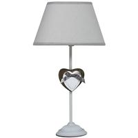 Heart White Vintage Table Lamp with White Linen Shade (Set of 2)